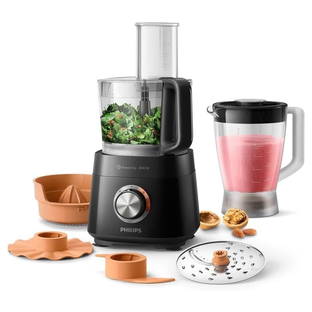 Philips Robot Multifonction Compact - 800W, 29 Fonctions, Bol de 2.1L, Ultra Puissant, Lame en Acier Inoxydable (HR7510/10) - Noir : Cuisine et Maison