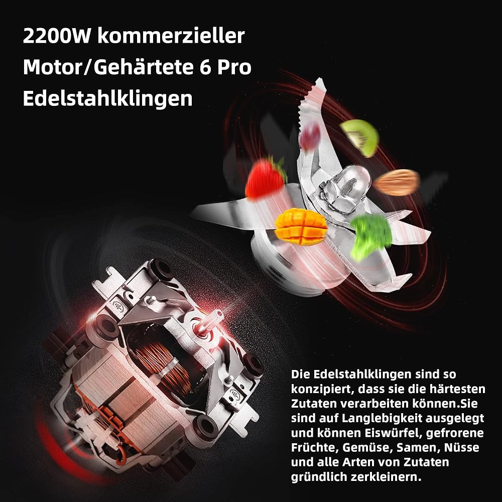 BioloMix Mixeur haute performance 2200W,6 modes intelligents, fonction autonettoyante, batteur sur socle avec récipient 2L sans BPAsmoothie maker : Cuisine et Maison