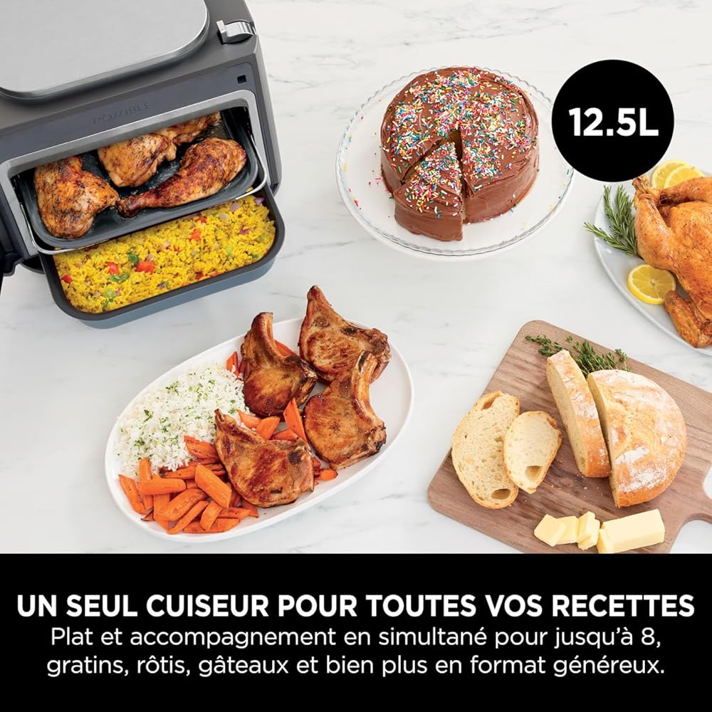 Ninja Combi 12-en-1 Multicuiseur, Four, Autocuiseur et Friteuse sans huile, 12 Fonctions de Cuisson, Repas de Taille Familiale en 15 Minutes, avec Plateau de Cuisson, Guide de Recettes, Gris, SFP700EU : Cuisine et Maison