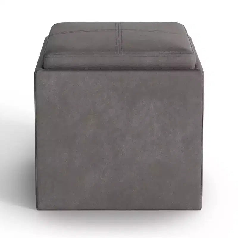 Pouffe de rangement cube avec plateau