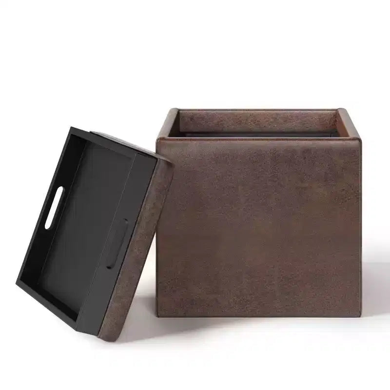 Pouffe de rangement cube avec plateau