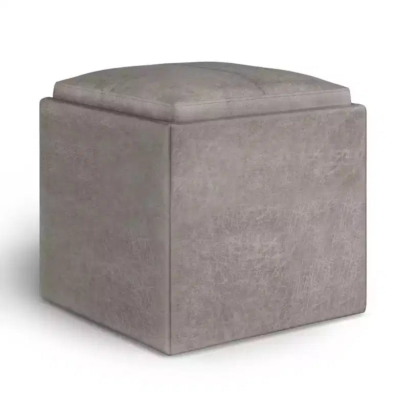 Pouffe de rangement cube avec plateau