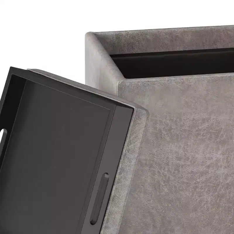 Pouffe de rangement cube avec plateau