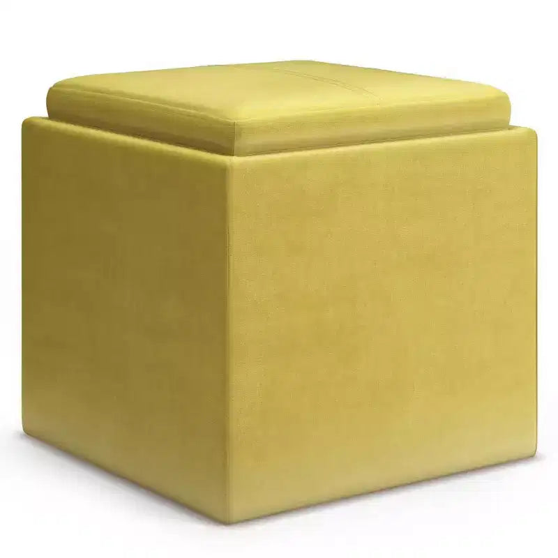 Pouffe de rangement cube avec plateau