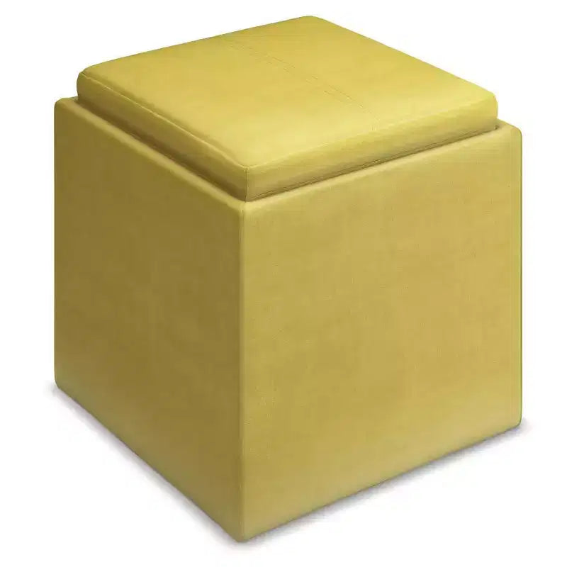 Pouffe de rangement cube avec plateau