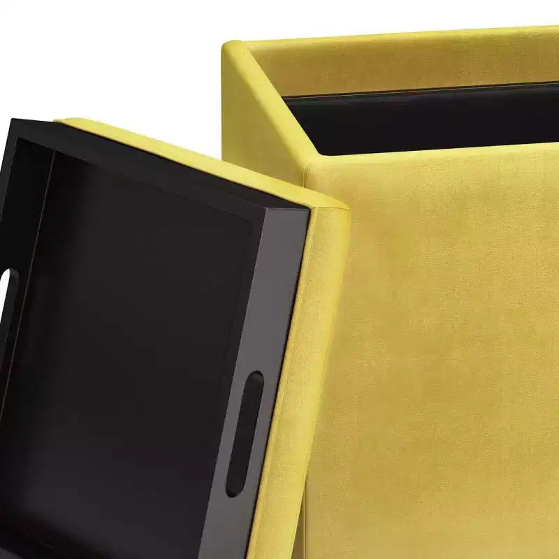 Pouffe de rangement cube avec plateau