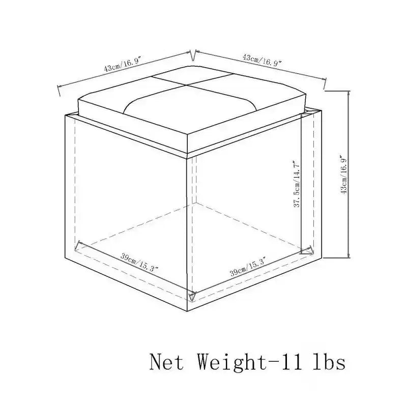 Pouffe de rangement cube avec plateau