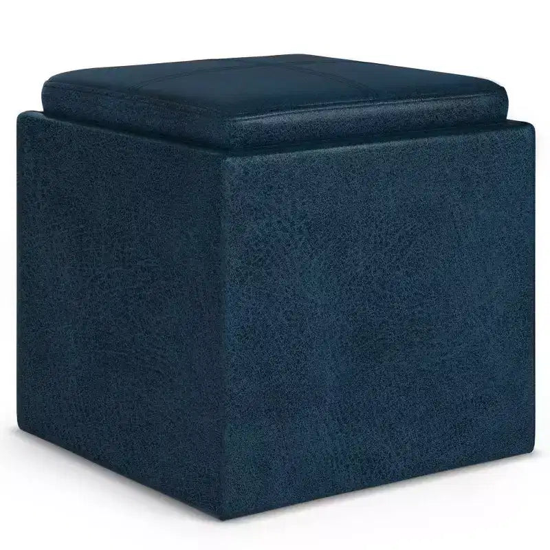 Pouffe de rangement cube avec plateau