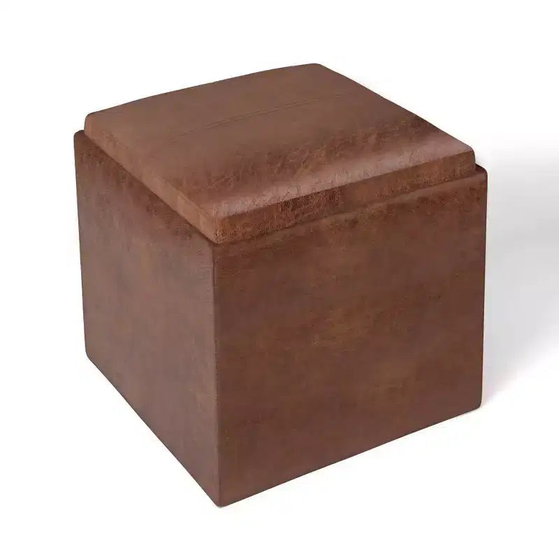 Pouffe de rangement cube avec plateau