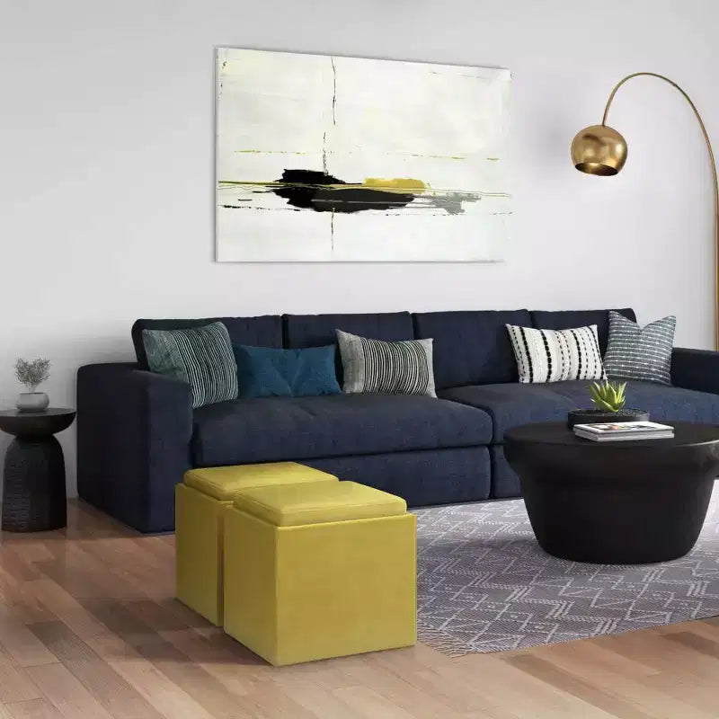 Pouffe de rangement cube avec plateau