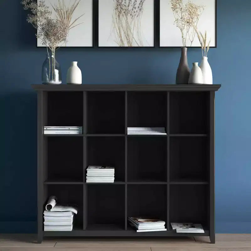 Bibliothèque en bois massif à 12 compartiments de grande capacité
