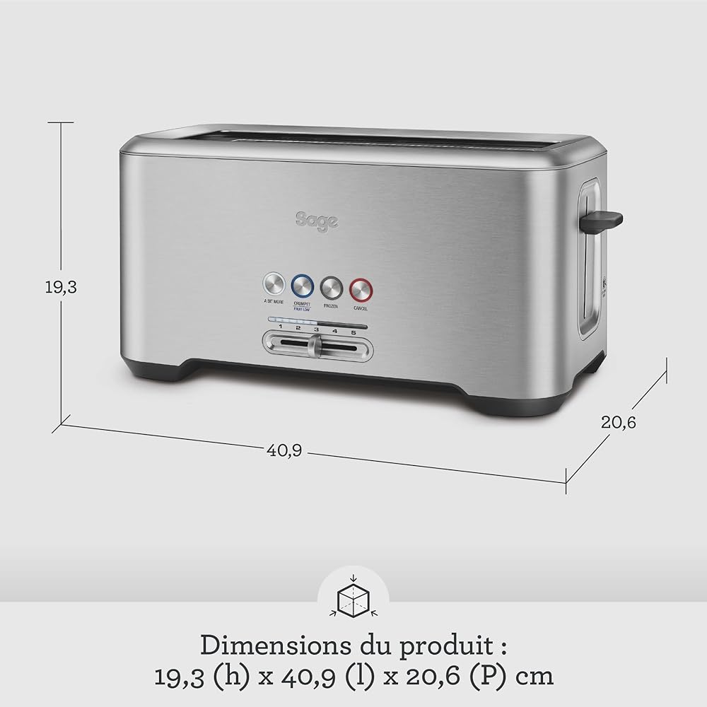 Sage - The 'A Bit More' Toaster 4 Slice - Grille-pain avec 4 Fentes - Acier Inoxydable Brossé : Cuisine et Maison