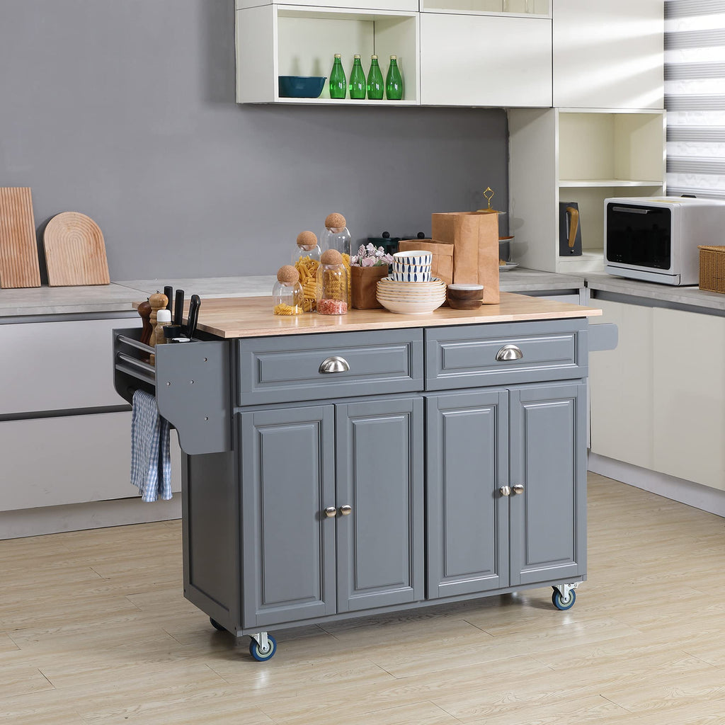 HOMCOM Rolling Drop Leaf Countertop Cabinets