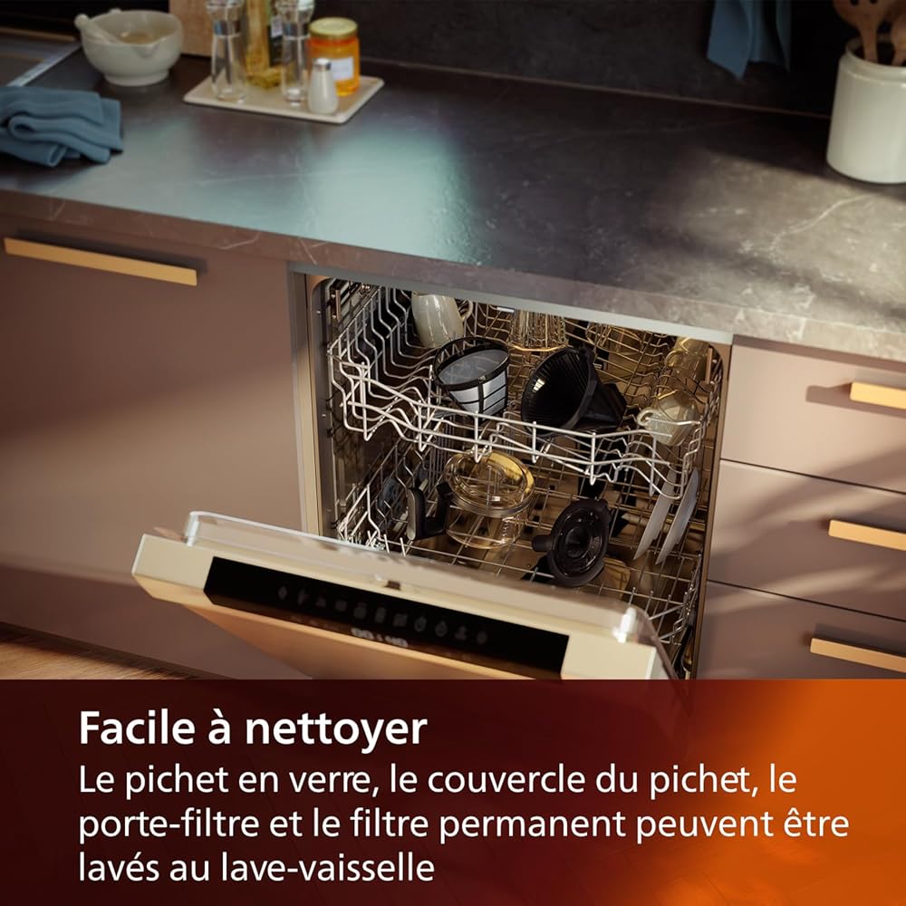 Philips Cafetière Filtre Tout-en-1 - Broyeur Conique Intégré pour des Grains Frais - Préparez dans un Pichet en Verre de 1,25 l ou Directement dans une Tasse : Cuisine et Maison
