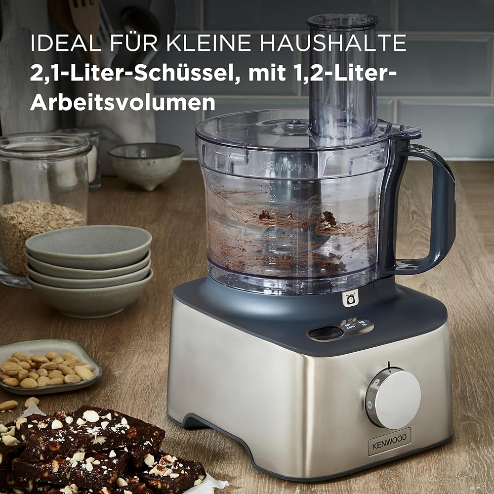 Kenwood Multipro Compact + FDM315SS Robot de cuisine compact, 2,1 l, balance intégrée, couteau en acier inoxydable, 4 disques de travail et 5 autres accessoires, boîtier en métal, 800 W, argenté : Cuisine et Maison