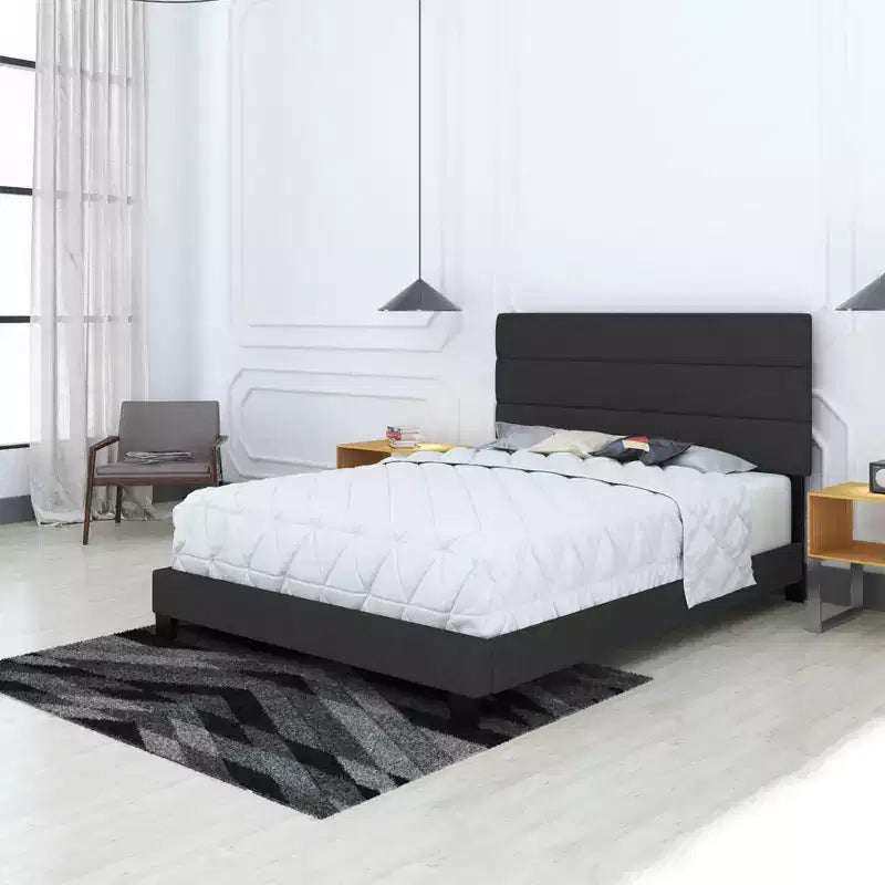 Marino Linen Channel Upholstered Platform Bed - Eco Dream