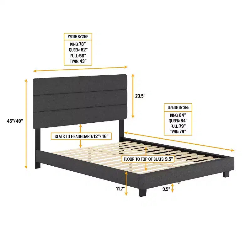 Marino Linen Channel Upholstered Platform Bed - Eco Dream