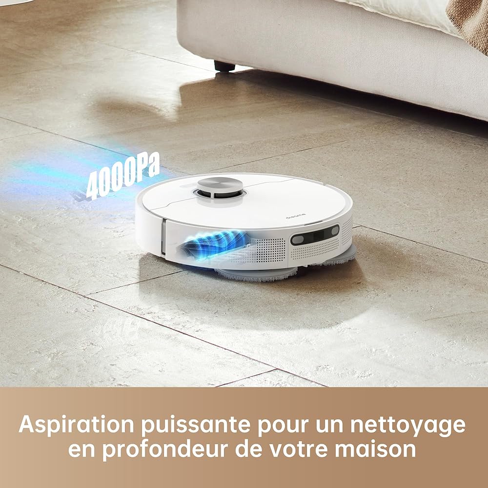 dreame L10 Prime Robot Aspirateur Laveur avec Ascenseur de Serpillière de 7mm, Nettoyage Automatique, Navigation LDS, Cartographie 3D, 4000Pa d'Aspiration, WiFi/APP/Alexa pour Poils Animaux, Tapis : Cuisine et Maison