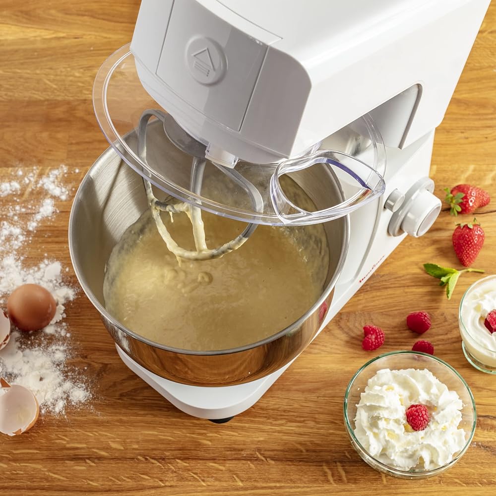 MOULINEX ROBOT PATISSIER ESSENTIAL Robot multifonction 800W 6 vitesses Bol Inox 4,8L Kit Pâtisserie Fouet Pétrin Batteur QA150110 : Cuisine et Maison