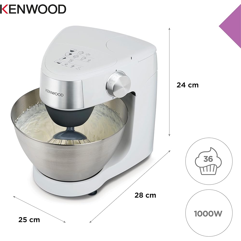 Kenwood Prospero+ KHC29.H0WH, Robot de Cuisine Patissier Multifonction, Mélanger, Battre et Pétrir, Blender 1.5L, Bol Multifonction 1.4L avec Trois Disques et Presse-Agrumes, Bol 4.3L, 1000W, Blanc : Cuisine et Maison