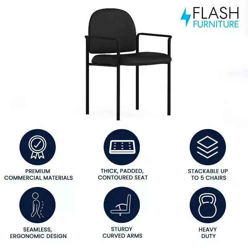 Flash Furniture Comfort Stackable Steel Side Reception Chair with Arms