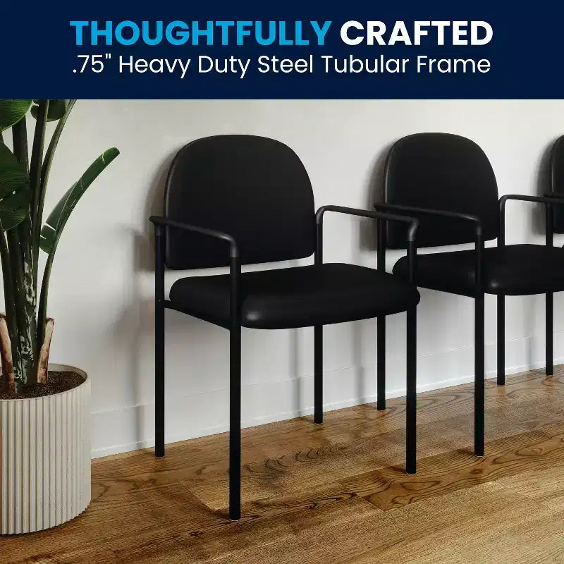 Flash Furniture Comfort Stackable Steel Side Reception Chair with Arms
