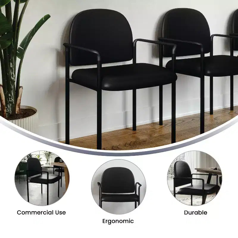 Flash Furniture Comfort Stackable Steel Side Reception Chair with Arms