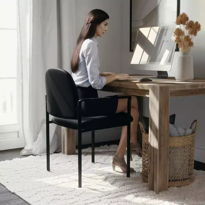 Flash Furniture Comfort Stackable Steel Side Reception Chair with Arms