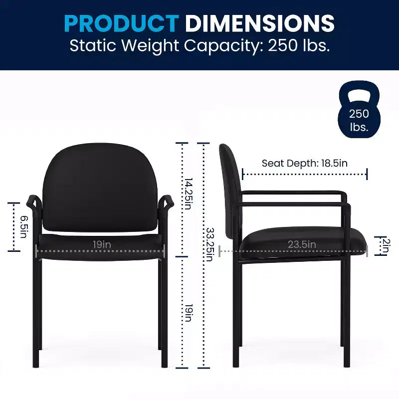 Flash Furniture Comfort Stackable Steel Side Reception Chair with Arms