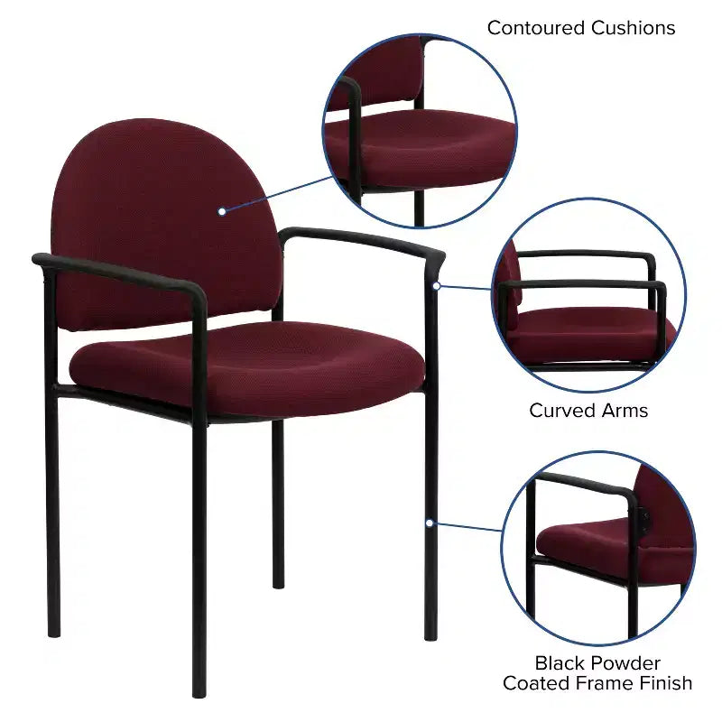 Flash Furniture Comfort Stackable Steel Side Reception Chair with Arms
