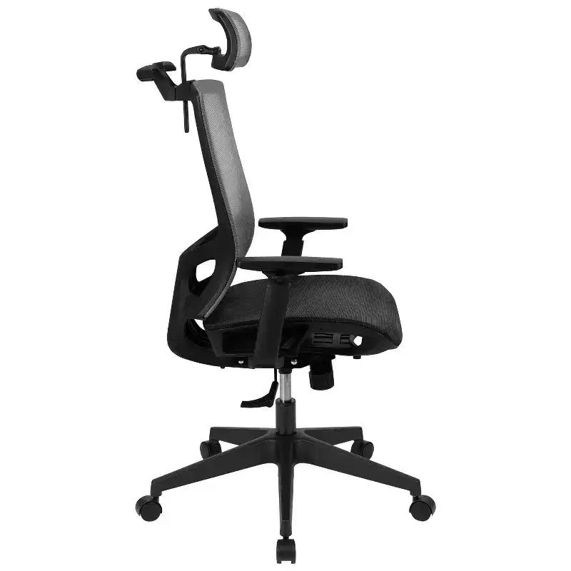 Flash Furniture Ergonomic Mesh Office Chair with Synchro-Tilt, Pivot Adjustable Headrest, Lumbar Support, Coat Hanger and Adjustable Arms