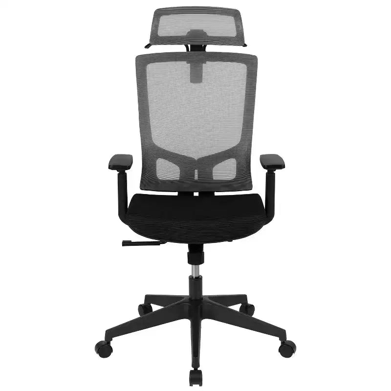 Flash Furniture Ergonomic Mesh Office Chair with Synchro-Tilt, Pivot Adjustable Headrest, Lumbar Support, Coat Hanger and Adjustable Arms