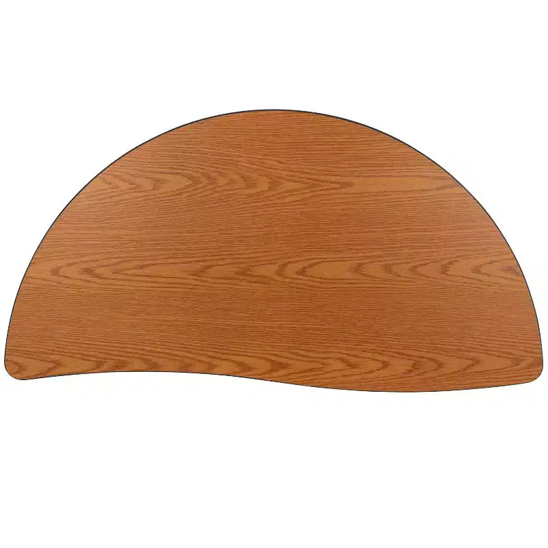 Flash Furniture 47.5 Half Circle Wave Flexible Collaborative Thermal Laminate Activity Table - Height Adjustable Short Legs