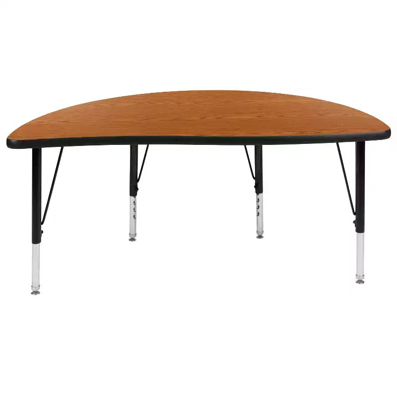 Flash Furniture 47.5 Half Circle Wave Flexible Collaborative Thermal Laminate Activity Table - Height Adjustable Short Legs