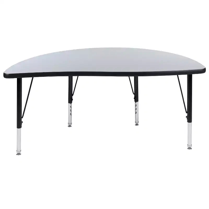 Flash Furniture 47.5 Half Circle Wave Flexible Collaborative Thermal Laminate Activity Table - Height Adjustable Short Legs