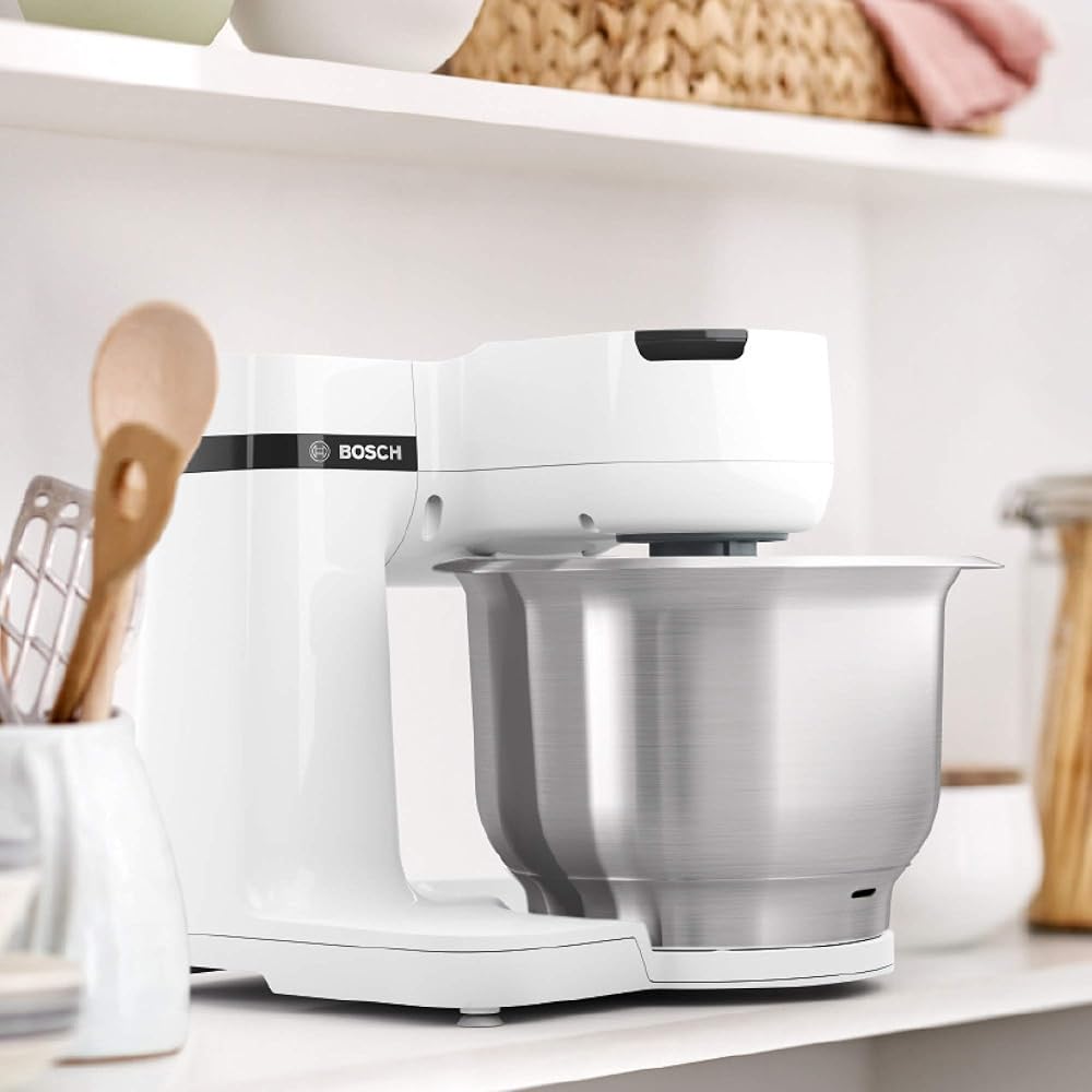 Bosch, Robot pâtissier Série 2, 4 niveaux de vitesse, moteur 700 watts, mélange homogène 3D, kit pâtisserie, blanc, MUMS2EW00 : Cuisine et Maison