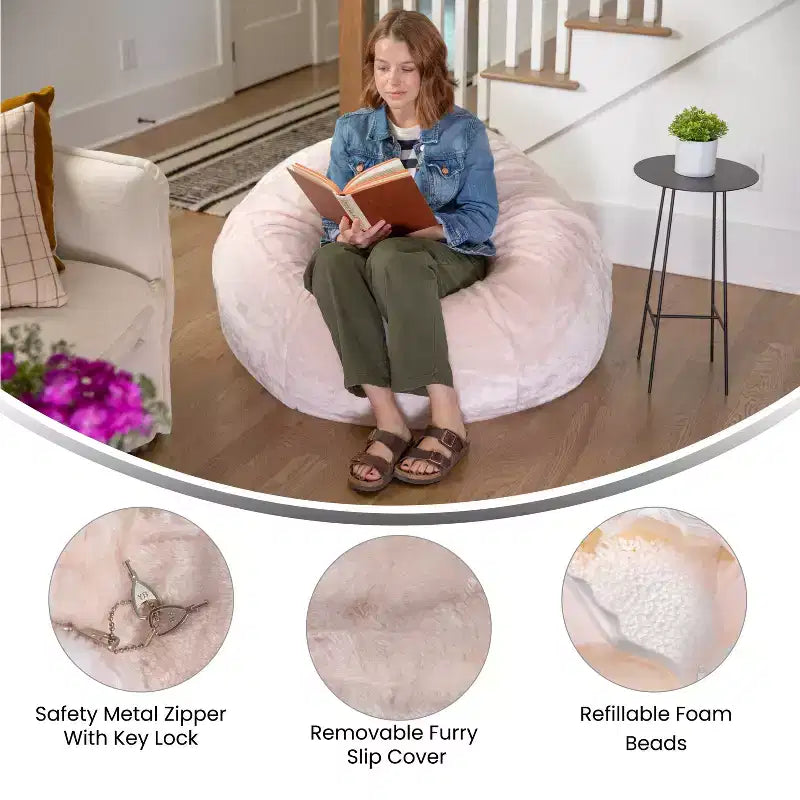 Emma and Oliver Oversized Bean Bag Chair for Kids and Adults