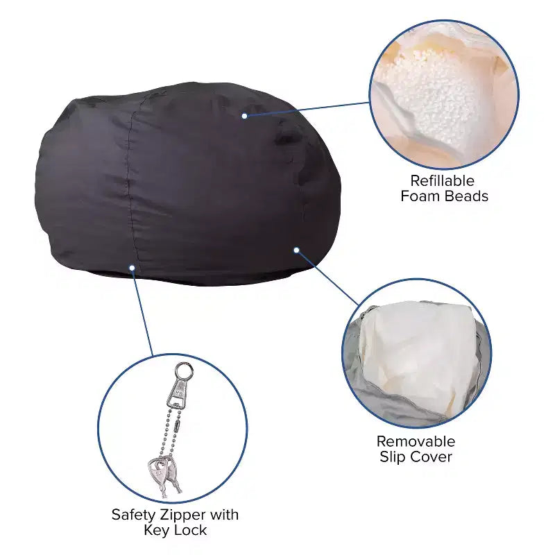 Emma and Oliver Oversized Bean Bag Chair for Kids and Adults