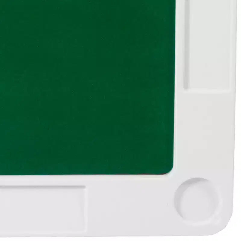 Emma and Oliver Tannin 34.5 Square White Folding Card Game Table for 4-Players with a Green Felt Playing Surface and Cup Holders