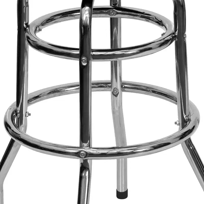Emma and Oliver Retro Backless Double Ring Chrome Restaurant Dining Barstool