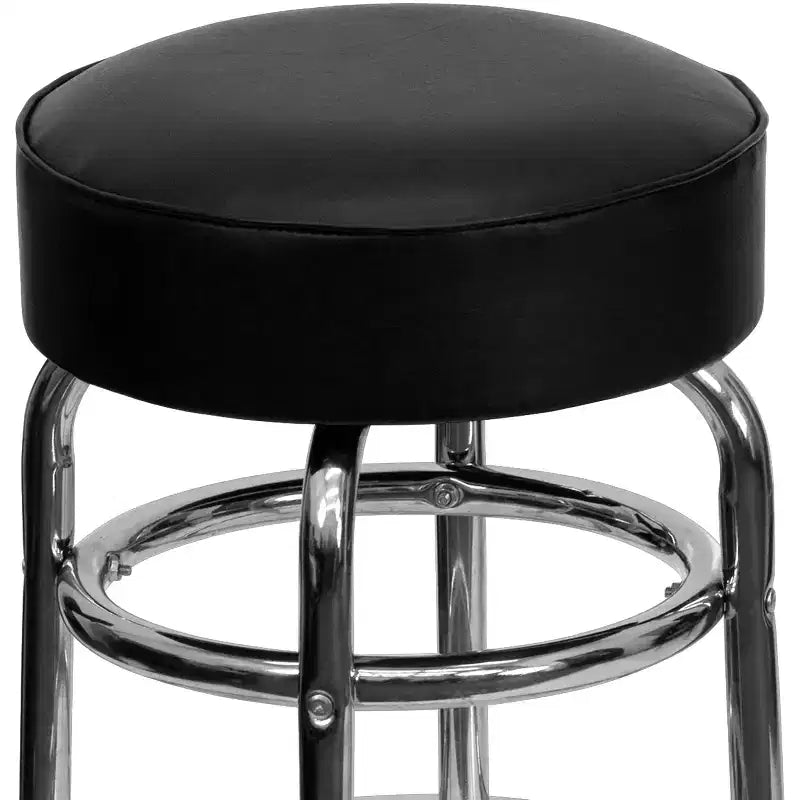 Emma and Oliver Retro Backless Double Ring Chrome Restaurant Dining Barstool