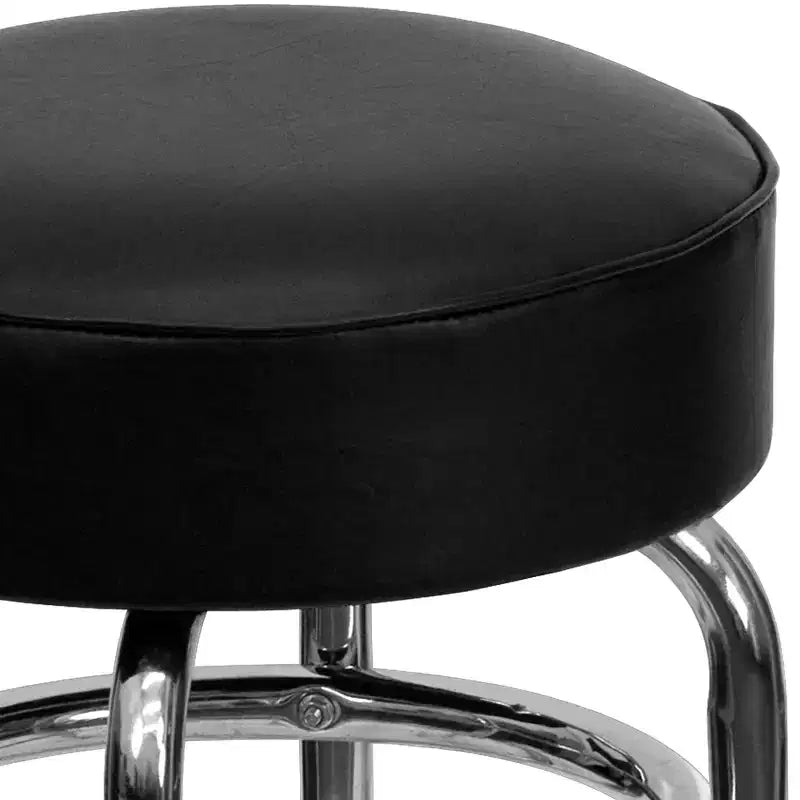 Emma and Oliver Retro Backless Double Ring Chrome Restaurant Dining Barstool