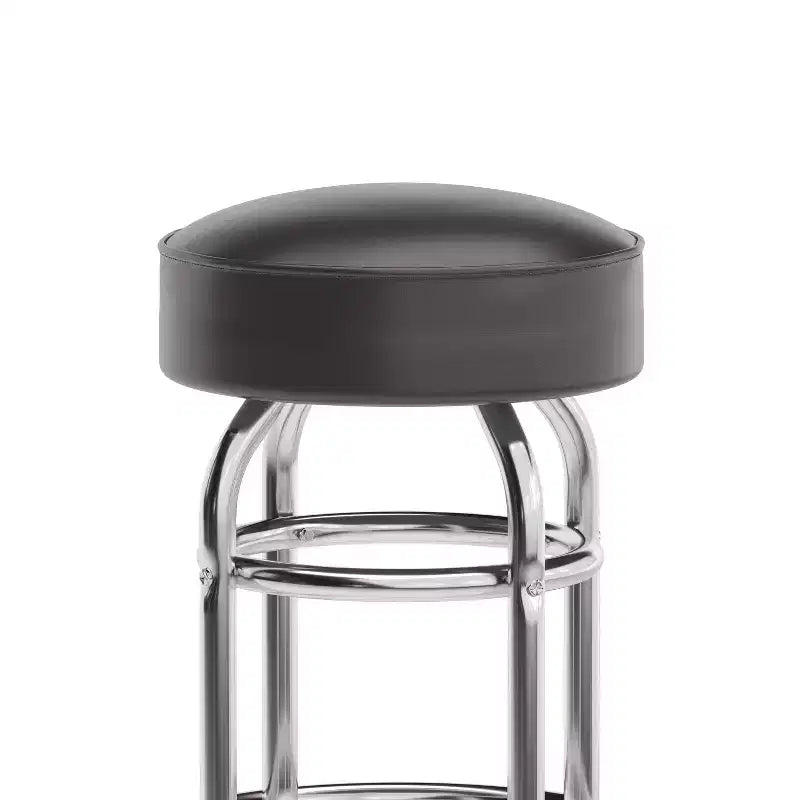 Emma and Oliver Retro Backless Double Ring Chrome Restaurant Dining Barstool