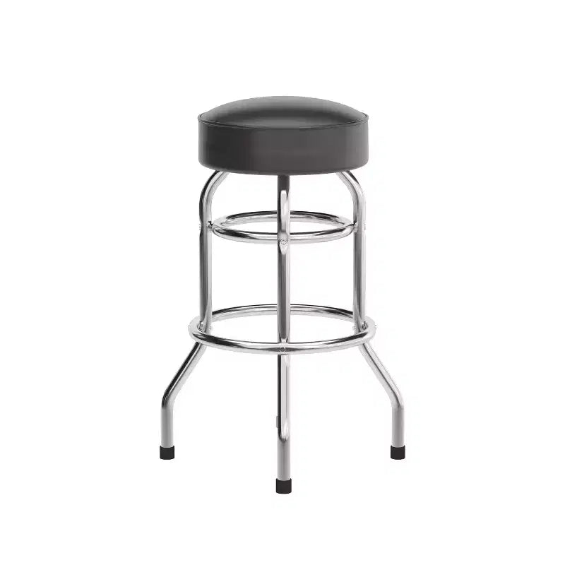 Emma and Oliver Retro Backless Double Ring Chrome Restaurant Dining Barstool