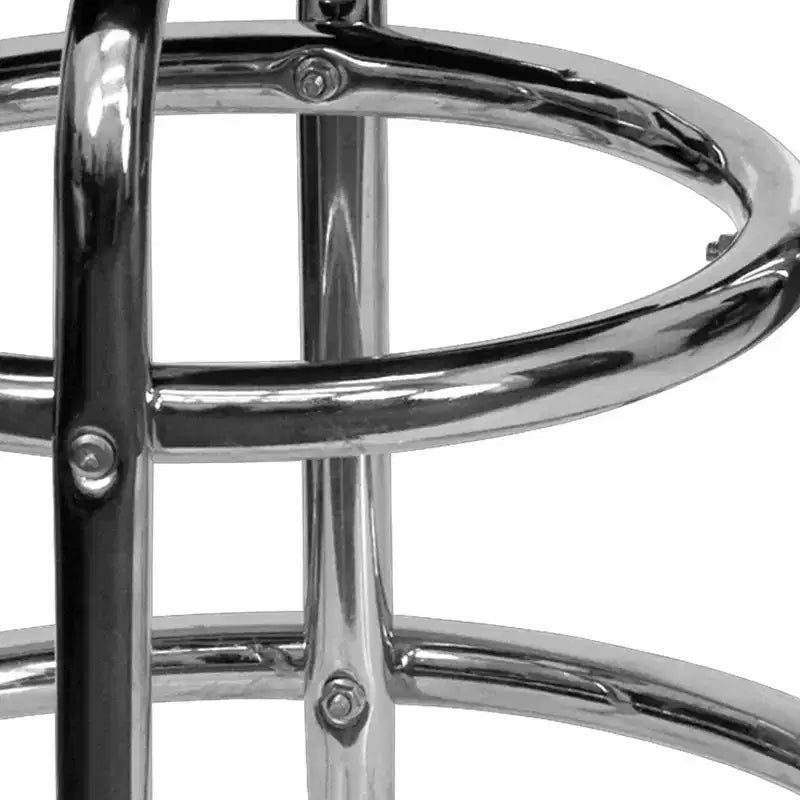 Emma and Oliver Retro Backless Double Ring Chrome Restaurant Dining Barstool