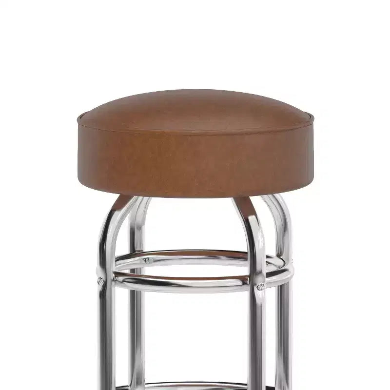 Emma and Oliver Retro Backless Double Ring Chrome Restaurant Dining Barstool