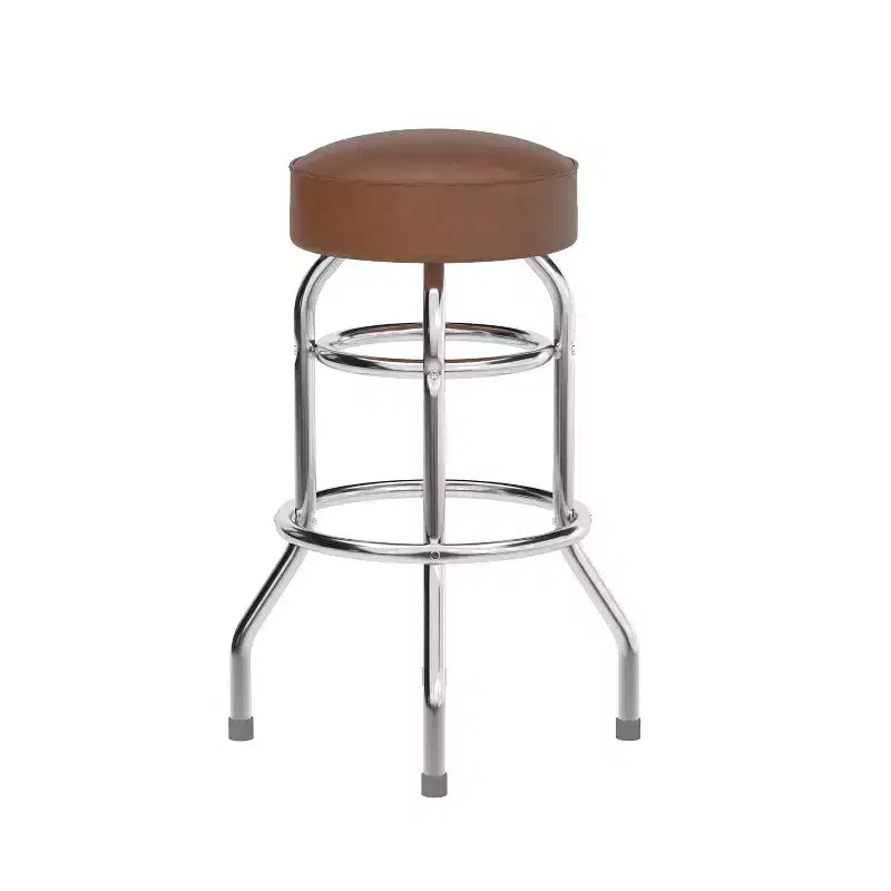 Emma and Oliver Retro Backless Double Ring Chrome Restaurant Dining Barstool