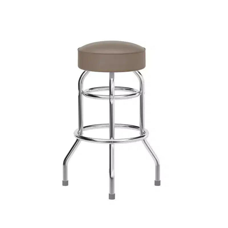 Emma and Oliver Retro Backless Double Ring Chrome Restaurant Dining Barstool