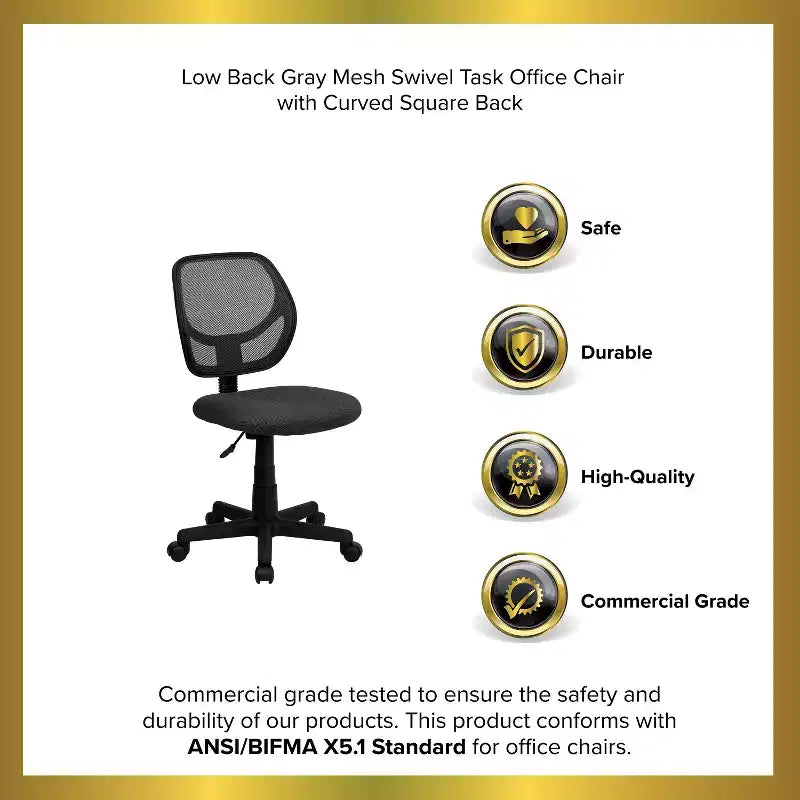 Emma and Oliver Mid-Back Mesh Swivel Task Office Chair with Curved Square Back