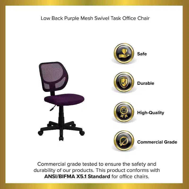 Emma and Oliver Mid-Back Mesh Swivel Task Office Chair with Curved Square Back
